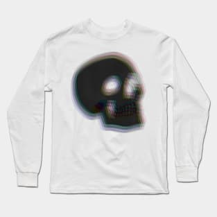 Blurry Black 3D Skull Long Sleeve T-Shirt